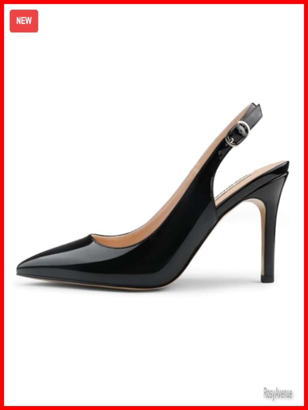 Slingback High Heels Stiletto Pointed Closed Toe Pumps Faux Leather